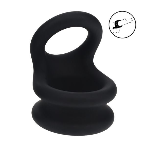 Levelz Wide Double O Cockring de silicona - M - Negro