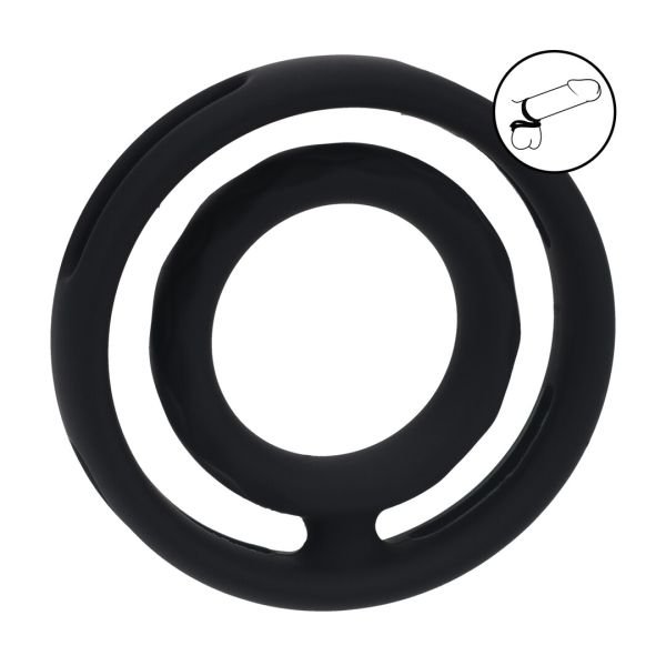 Levelz Classic Grooved - Anillo de silicona para pene y testículos - Negro