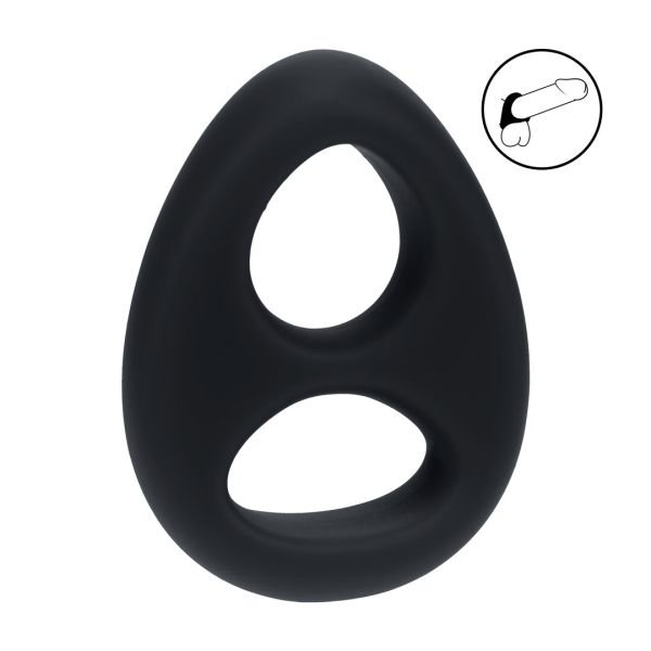 Levelz Double - Anillo para pene y testículos de silicona líquida - Negro