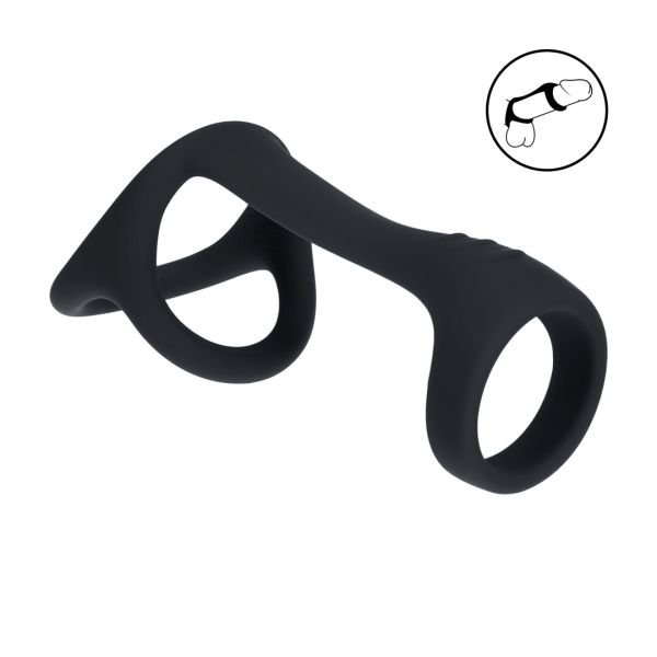 Levelz Tri O Cockring de silicona para pene y testículos - Negro