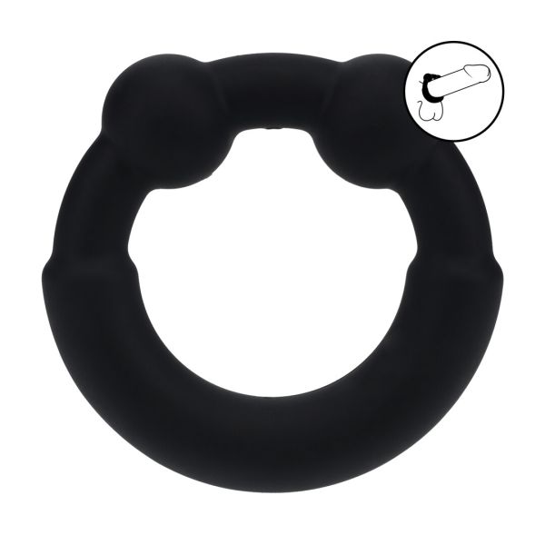 Levelz Cockring de metal y silicona - Negro