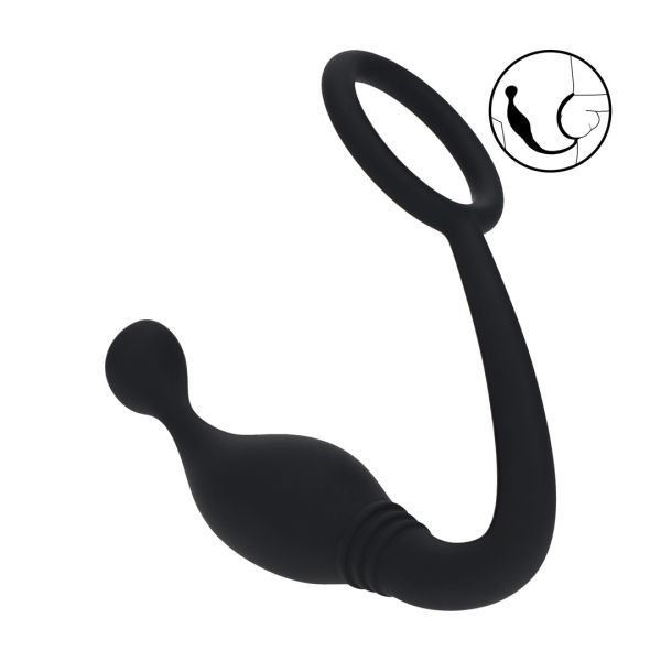 Levelz Cockring de silicona con estimulador de próstata - L - Negro