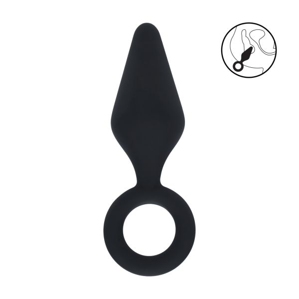 Levelz Plug anal de silicona con anilla - S - Negro