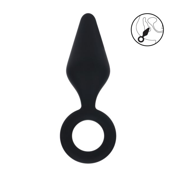 Levelz Plug anal de silicona con anilla - M - Negro