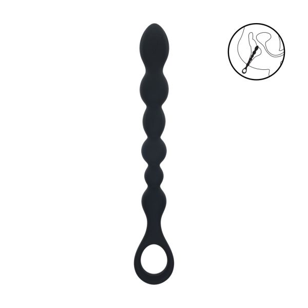 Levelz Beaded Snake - Sonda anal de silicona con anilla - Negro