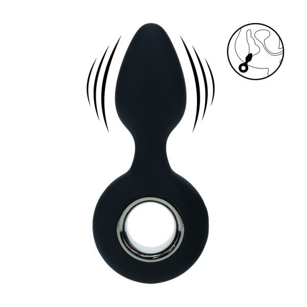 Levelz Plug anal vibrador de silicona con anilla - Negro