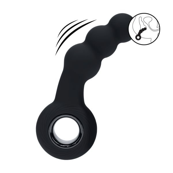 Levelz Masajeador de próstata vibrador de silicona con bolas y anilla - Negro
