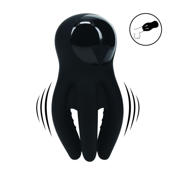 Levelz Estimulador de glande vibrador digital de silicona con tentáculos - Negro