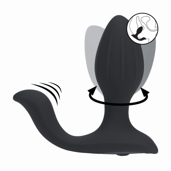 Levelz Plug anal vibrador y giratorio de silicona con bola estimuladora - Negro