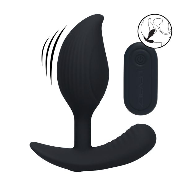 Levelz Plug anal vibrador de silicona líquida con mando a distancia - Negro