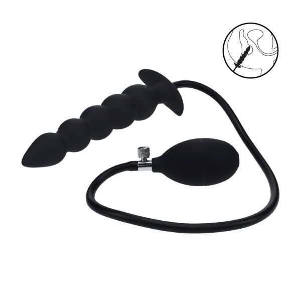 Levelz Beaded - Plug anal hinchable de silicona - Negro