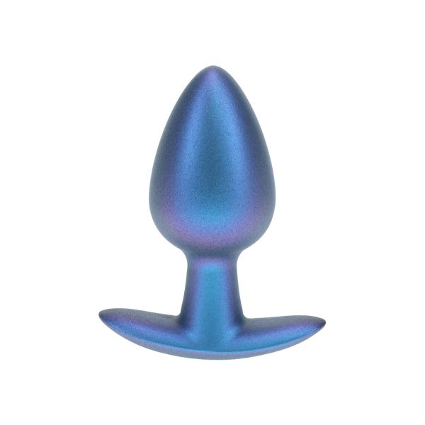 Ouch! Plug anal de silicona Smooth - Mediano - 7,9 cm - Azul metalizado