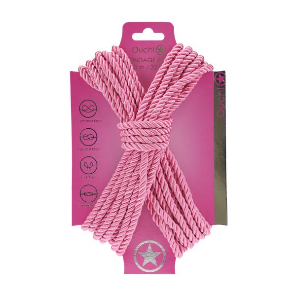 Ouch! Cuerda bondage de poliéster - 10 m - Rosa