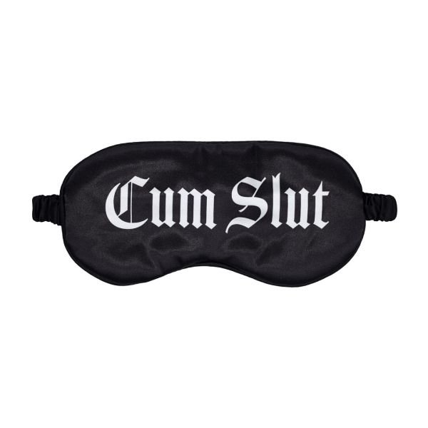 Ouch! Cum Slut - Antifaz de satén estampado - Negro