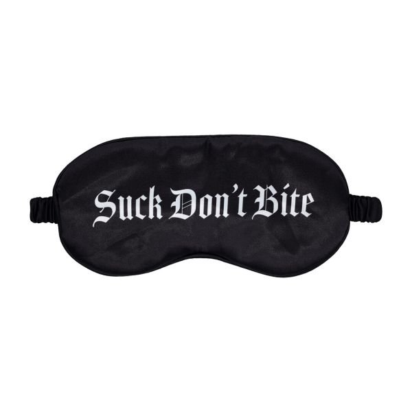 Ouch! Suck Don't Bite - Antifaz de satén estampado - Negro