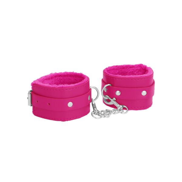 Ouch! Esposas de cuero con peluche - Rosa