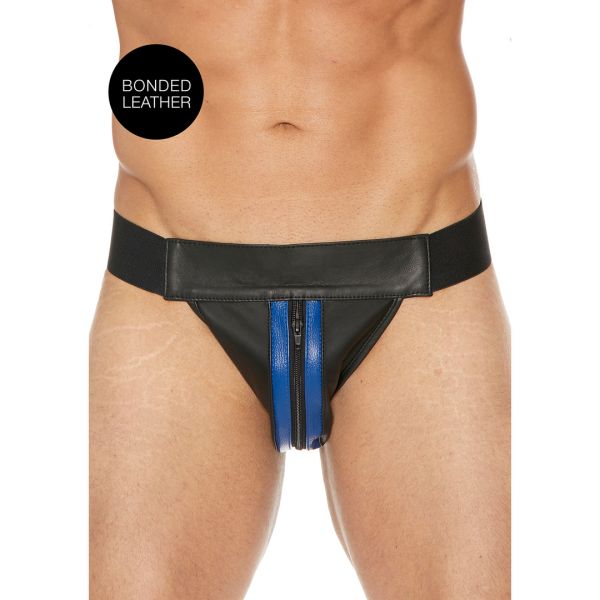 Ouch! Jockstrap de piel sintética con cremallera