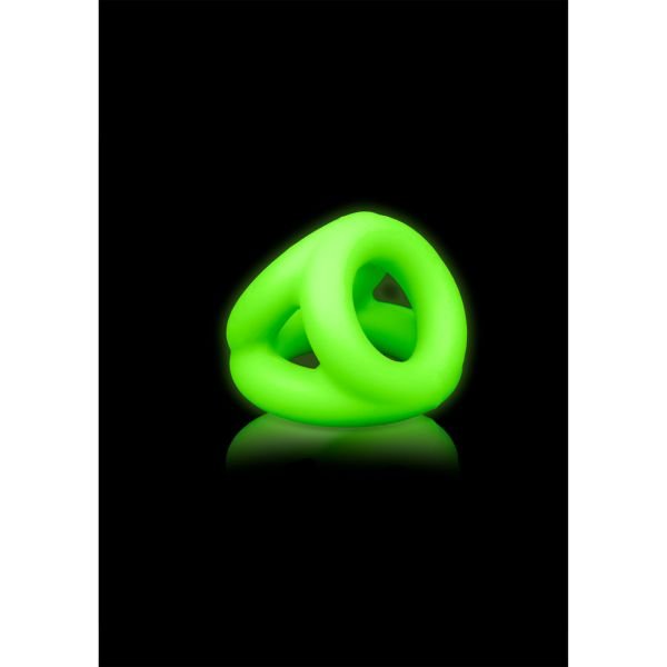 Ouch! Cockring con ball strap - Brilla en la oscuridad