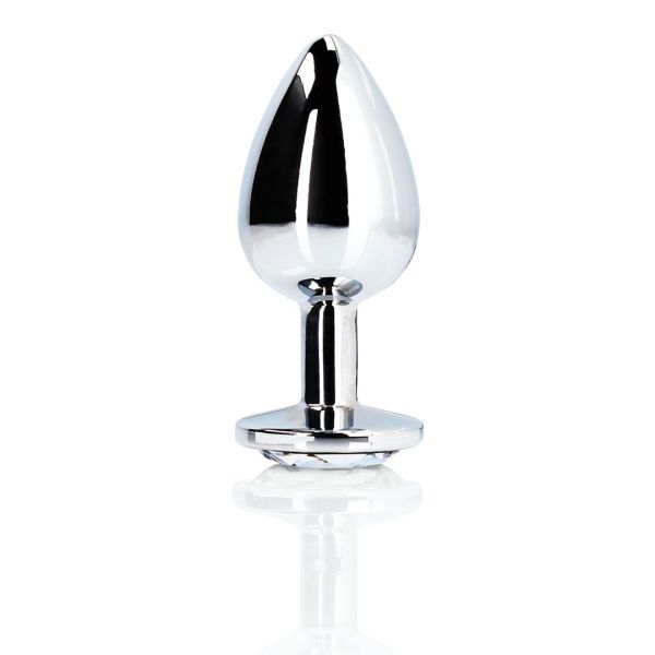 Ouch! Round Gem - Plug anal - Pequeño - Plateado/Diamante