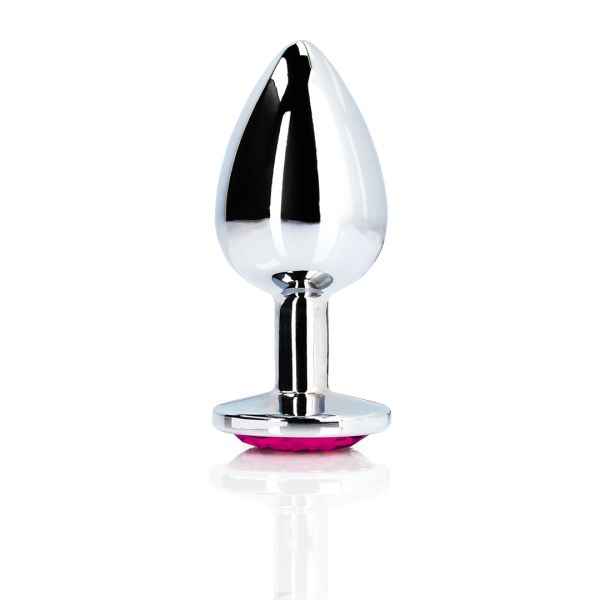 Ouch! Plug anal Heart Gem - Grande - Plateado/Rosa rubelita