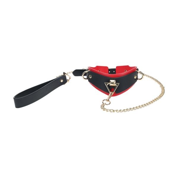 Ouch! Milan Collection - Collar con correa - Negro/Rojo