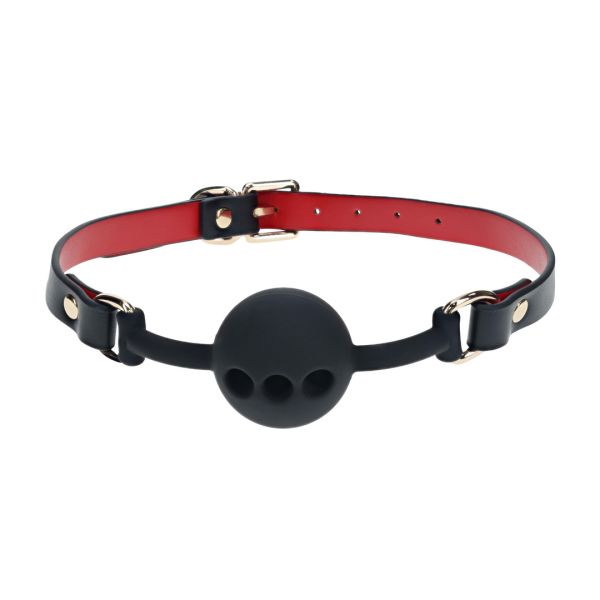 Ouch! Milan Collection - Mordaza de bola de silicona - Negro/Rojo