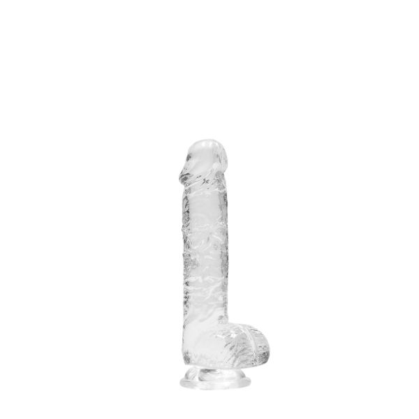 RealRock Dildo realista con testículos - 15 cm - Transparente