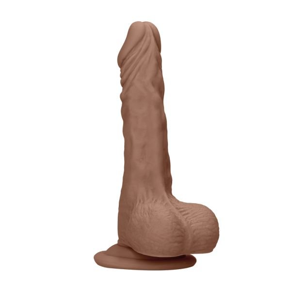 RealRock Dildo con testículos - 17 cm - Marrón