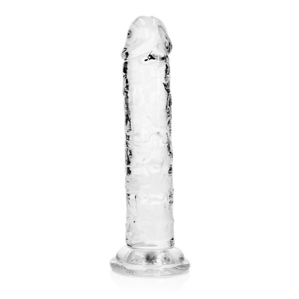 RealRock Dildo realista recto con ventosa - 14,5 cm - Transparente