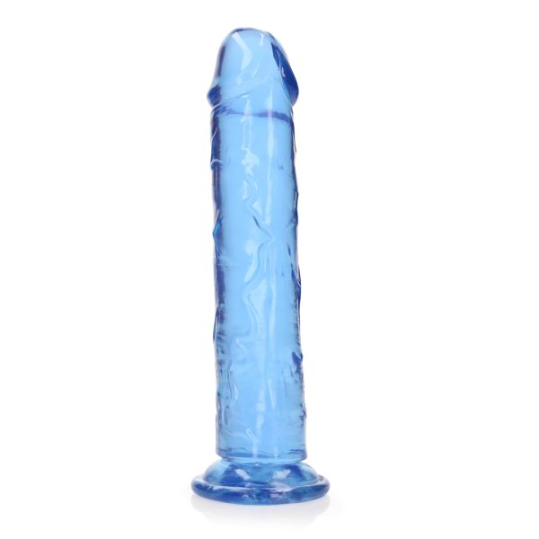RealRock Dildo realista recto de cristal transparente con ventosa - 23 cm