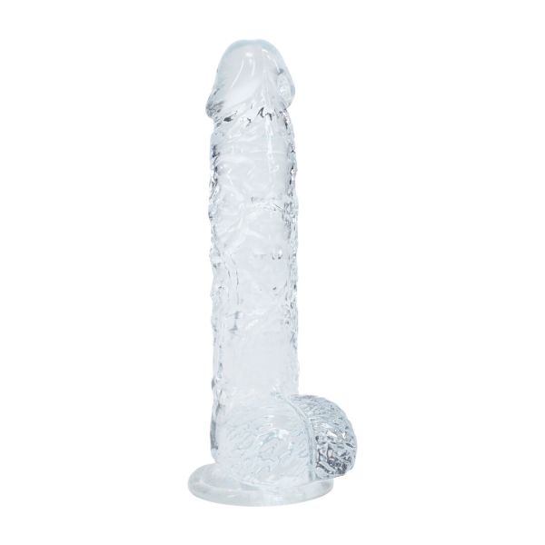RealRock Dildo realista con testículos - 12,7 cm - Transparente