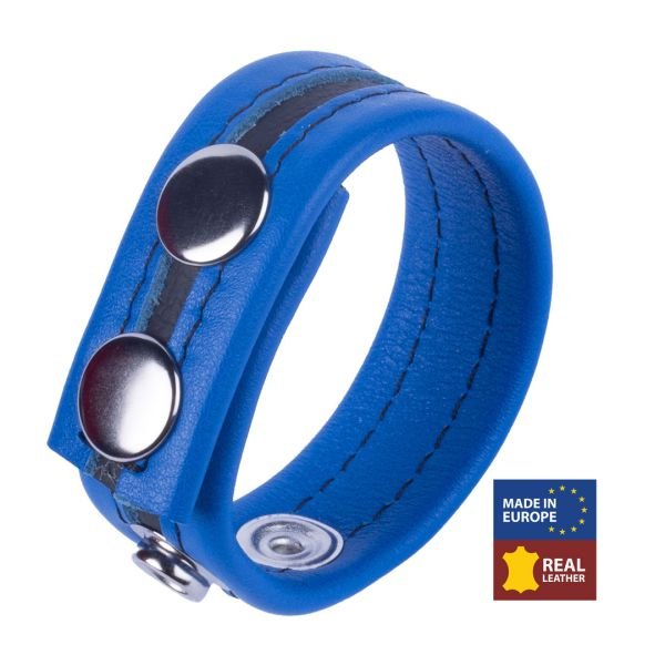 Red Leather Tippy - Cockring de cuero - Azul