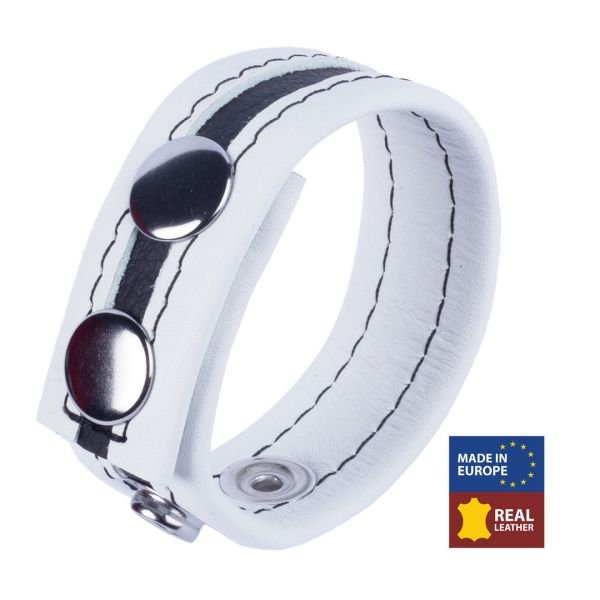 Red Leather Tippy - Cockring de cuero - Blanco