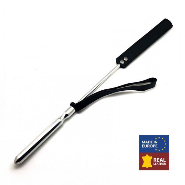 Red Leather Látigo - Metal y cuero - 52 cm - Negro/Plateado