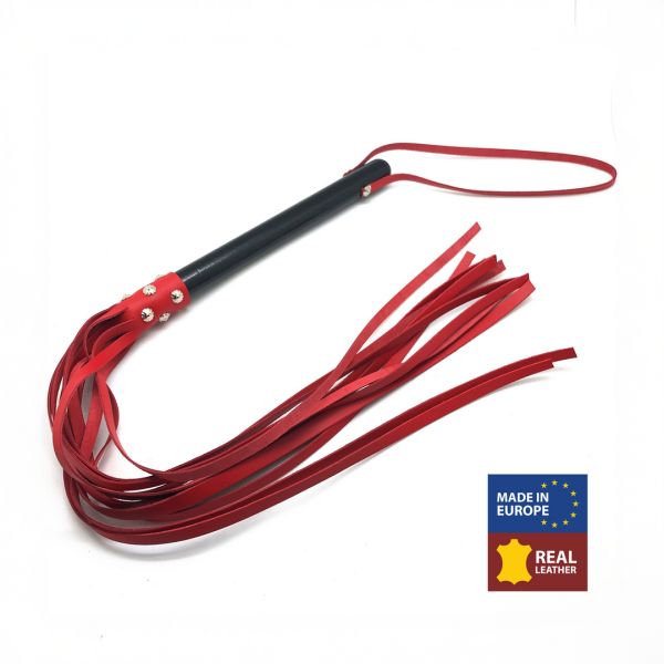 Red Leather Martinete de madera con tiras de cuero - 78 cm - Rojo