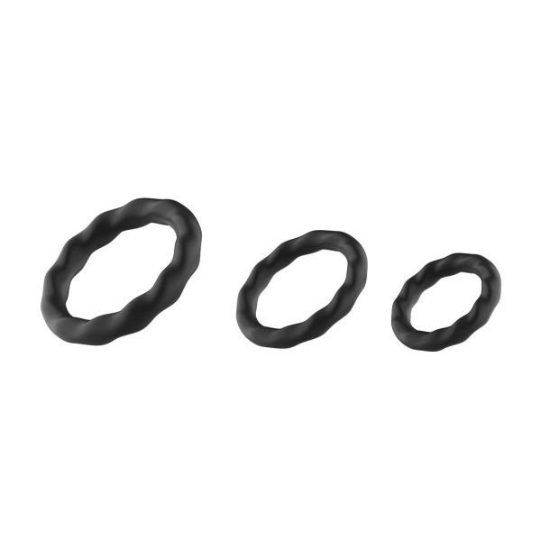 SinsFactory Set de cockrings de silicona - 23 mm - 30 mm - 37 mm - Negro