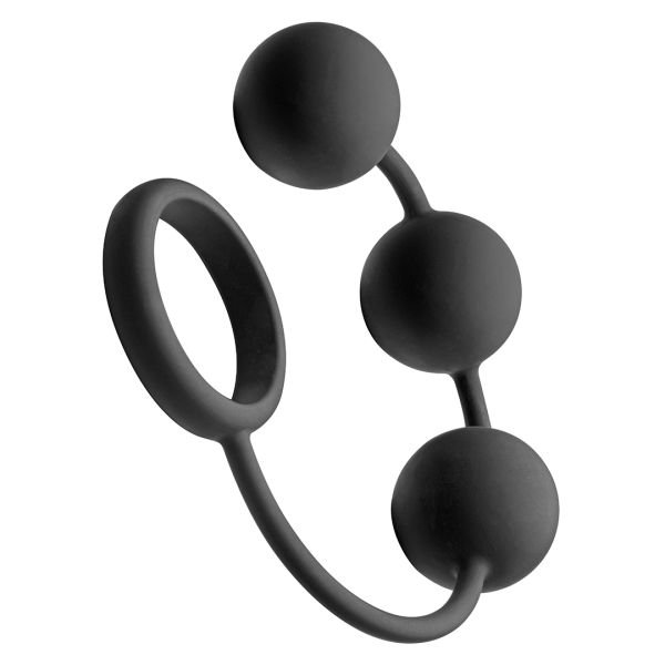 XR Brands Cockring de silicona con 3 bolas con peso