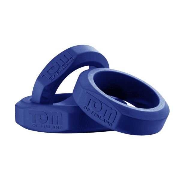 XR Brands Set de 3 cockrings de silicona - Azul