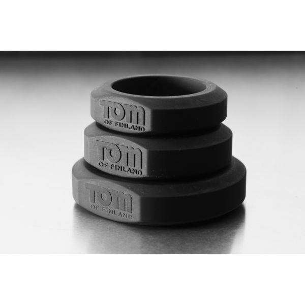 XR Brands Set de 3 cockrings de silicona - Gris