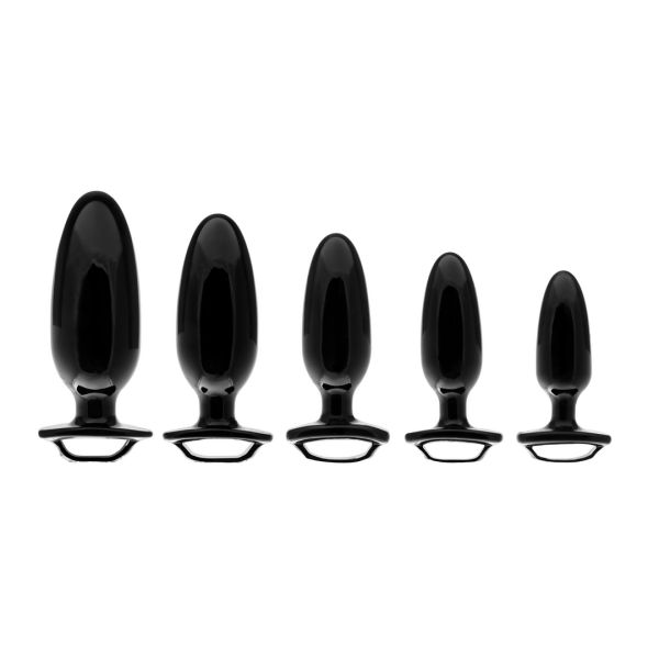 PerfectFitBrand Finger Grip Plug Starter Kit - Kit de plugs anales con agarre para dedos - Negro