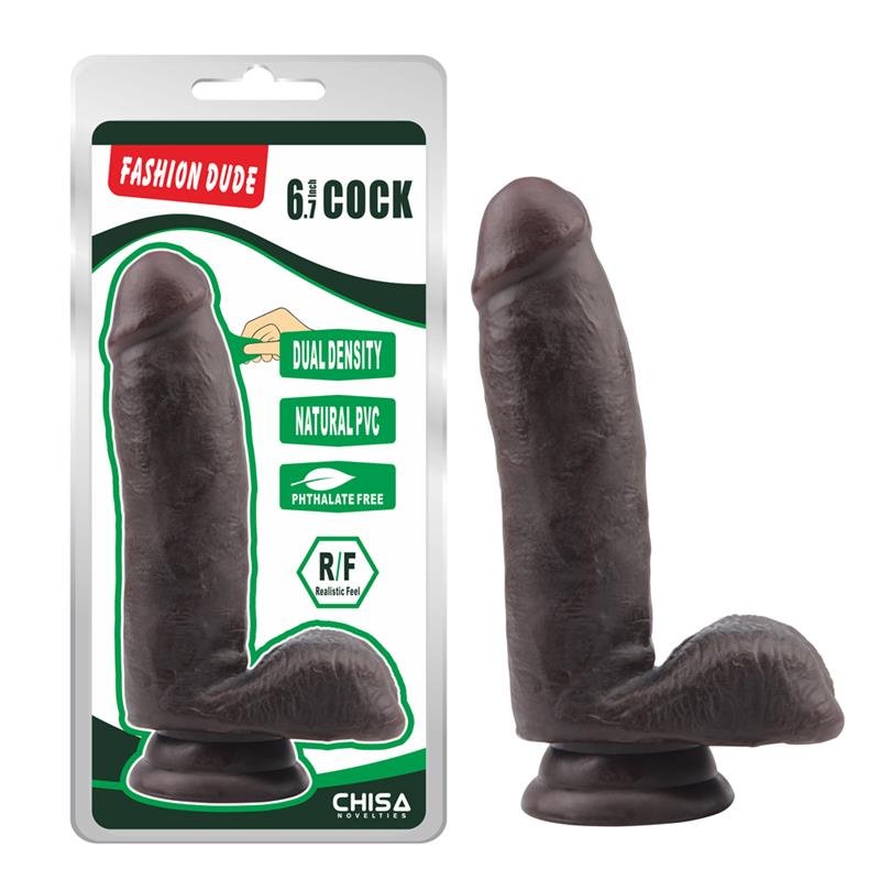 Dildo Dual Density Fashion Dude 17 x 3.6cm Brown