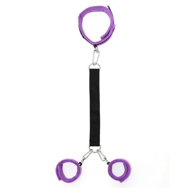 Handcuffs to Collar & Leash Adjustable Purple